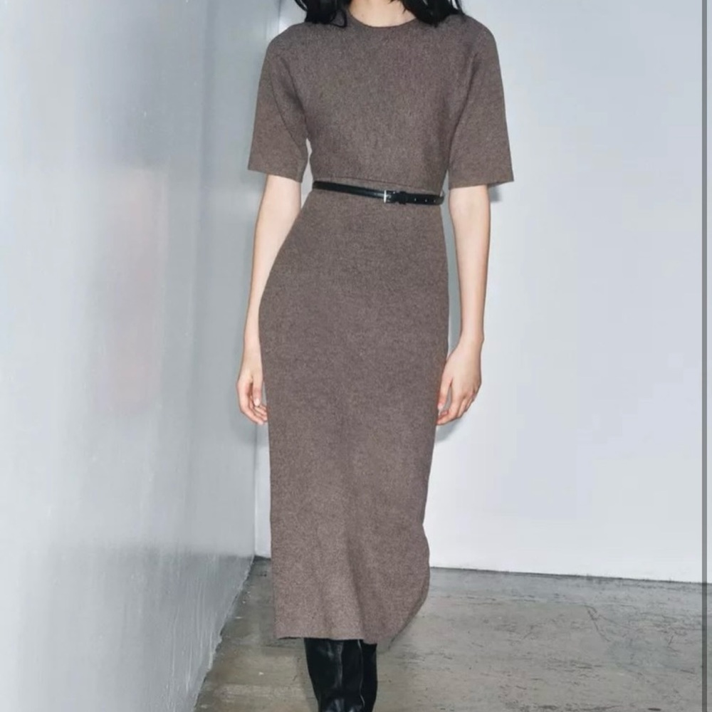 Zara Women’s Elegant Brown Knit Dress